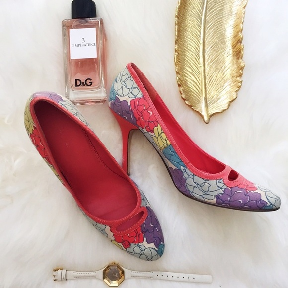 NineWest Floral Canvas Multi Coral Pumps - Picture 2 of 4